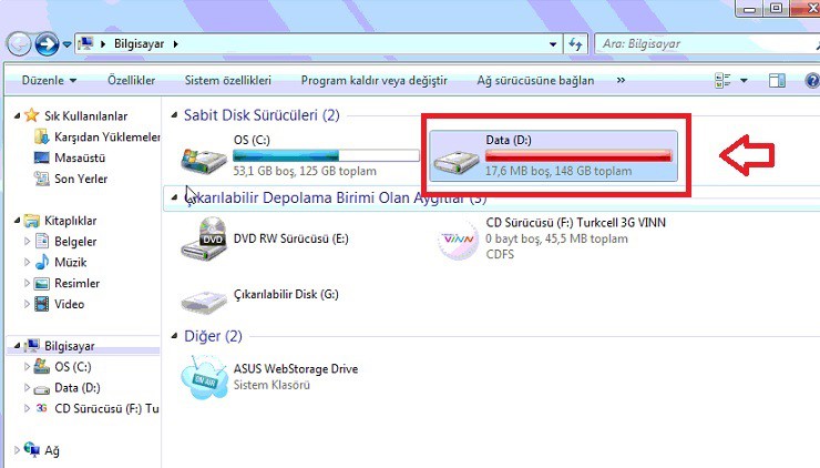 Windows Yetersiz Disk Alanı Sorunu Çözümü