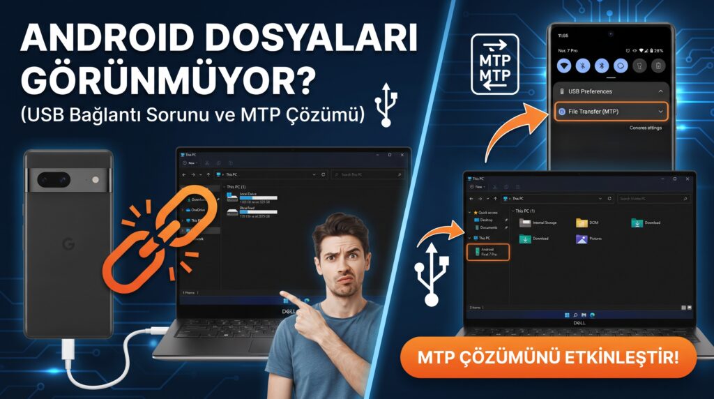 Android telefon USB ile bilgisayara bağlanıyor ama dosyalar görünmüyor: MTP çözümü