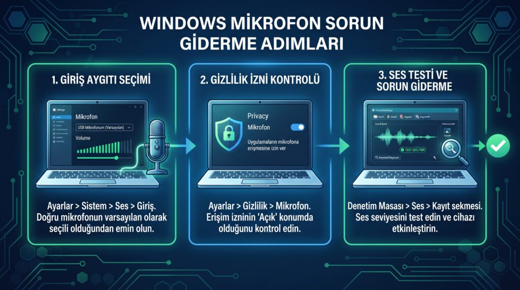 Windows 11 mikrofonu görmüyor: Giriş aygıtı ve gizlilik izinlerini düzeltin
