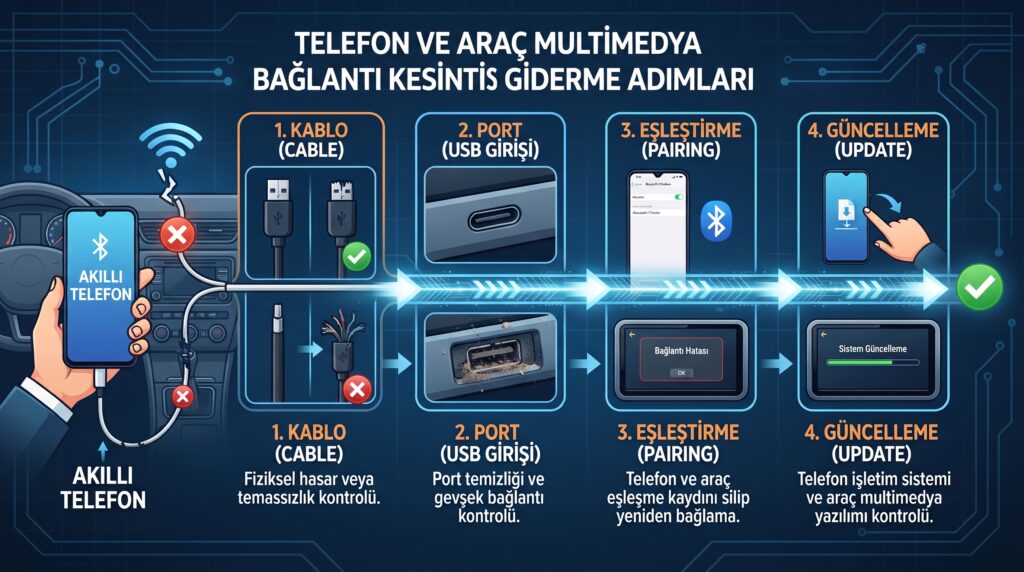 Android Auto bağlantısı sürekli kopuyor: Kablo ve kablosuz bağlantı teşhisi