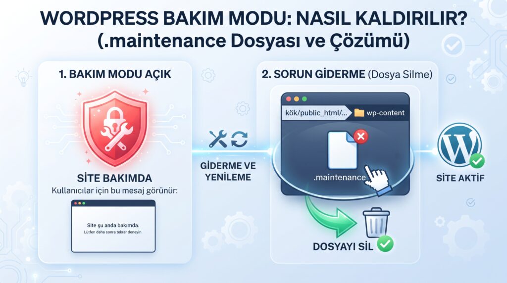 WordPress bakım modunda kaldı: “Planlı bakım için kısa süreliğine kullanılamıyor” çözümü