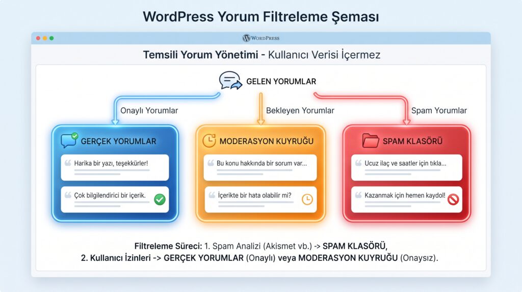 WordPress yorum spamını azaltma: Moderasyon, bağlantı sınırı ve Akismet ayarları